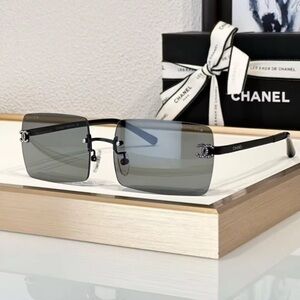 CHANEL Black and Gray Square Sunglasses